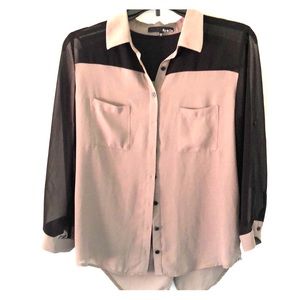 Ro&De Chiffon Olive Green and Black Blouse S